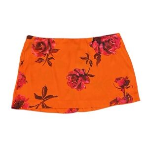 NWT NBD Orange Pink Floral Mini Women's Skirt XL